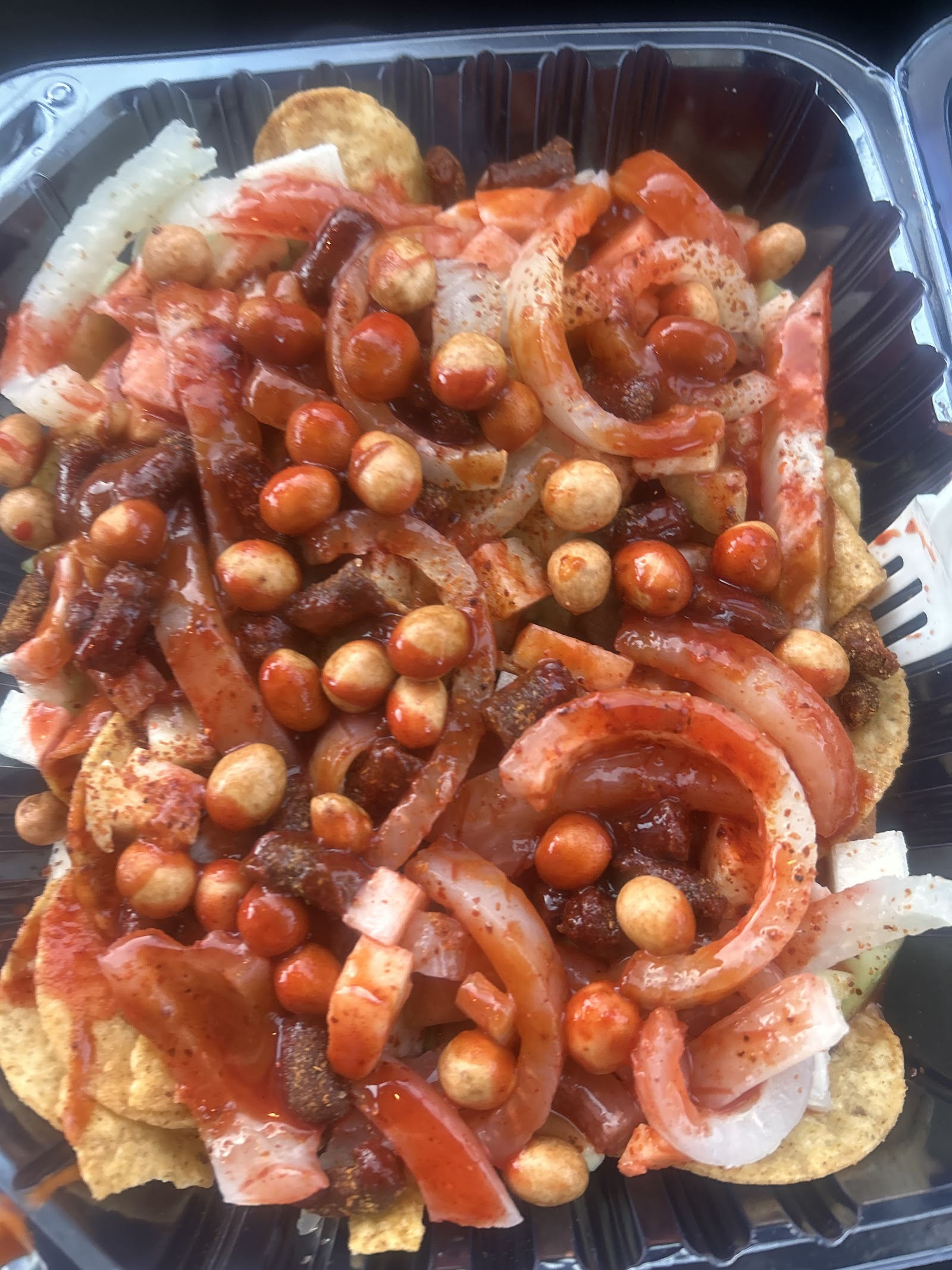 Chicharrones preparados with chamoy